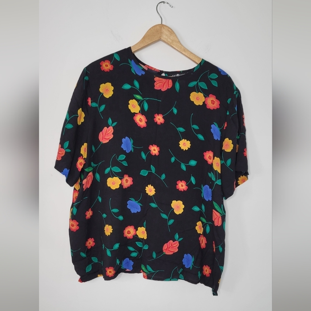 Sag Harbor scoop neck Flowy Floral colorful Top Size 2X